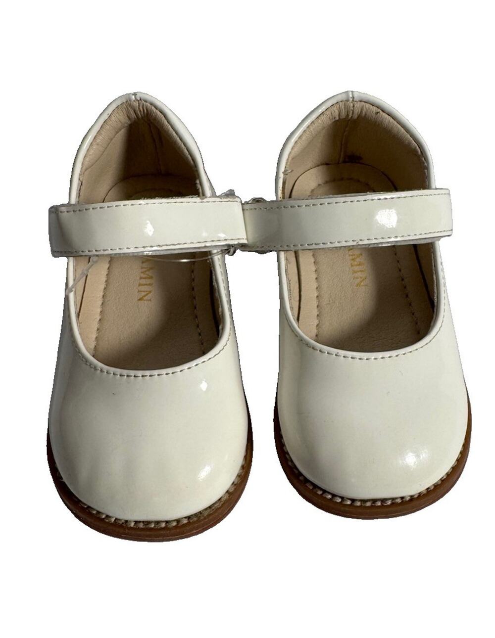 Phramin Toddler Girls White Patent Mary Jane Dress Shoes Size 5 Hook & Loop